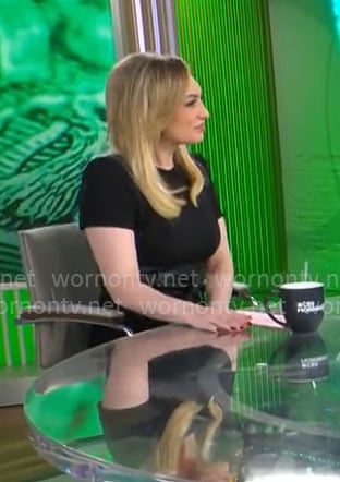 Kelly O'Grady's black dress with leather belt on CBS Mornings