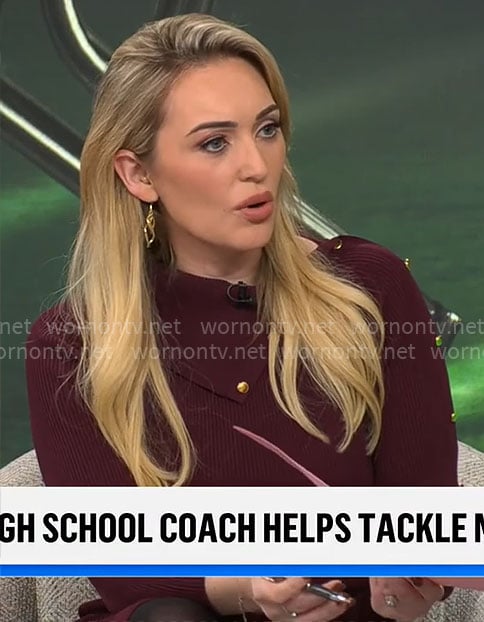 Kelly O'Grady's purple knit dress with buttons on CBS Mornings