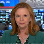 Kelly O’Donnell’s green floral print blouse on NBC News Daily