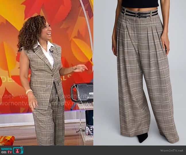 Kenneth Cole Plaid High-rise Pants worn by Gabrielle Kerr on CBS Mornings