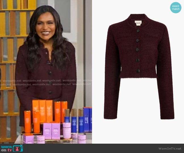 Khaite Ello Jacket in Dark Plum worn by Mindy Kaling on Good Morning America