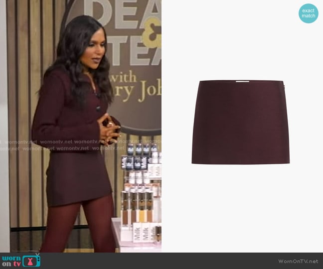 Khaite Jett Skirt in Almandine worn by Mindy Kaling on Good Morning America