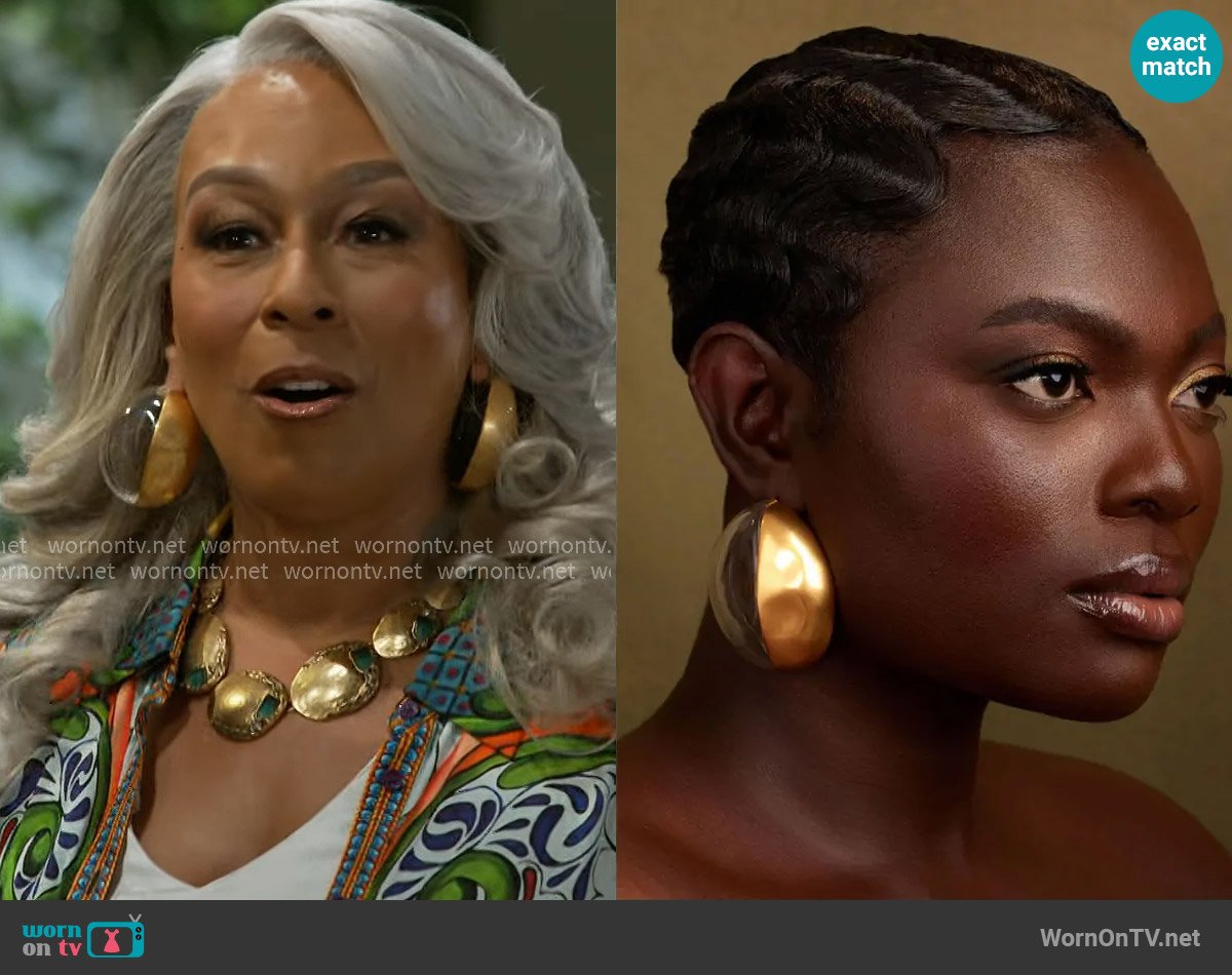 Khoi Maey Earrings in Large / Gold worn by Anita Dupree (Tamara Tunie) on Beyond the Gates