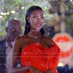 Kiki’s red ruffled asymmetric gown on The Real Housewives of Miami