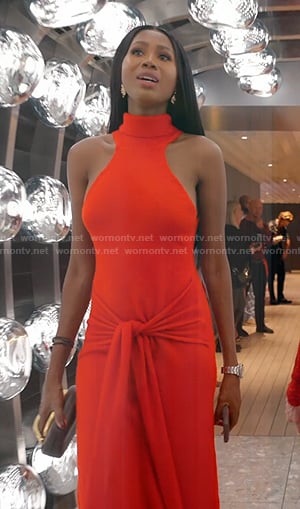 Kiki's red tie front knit dress on The Real Housewives of Miami