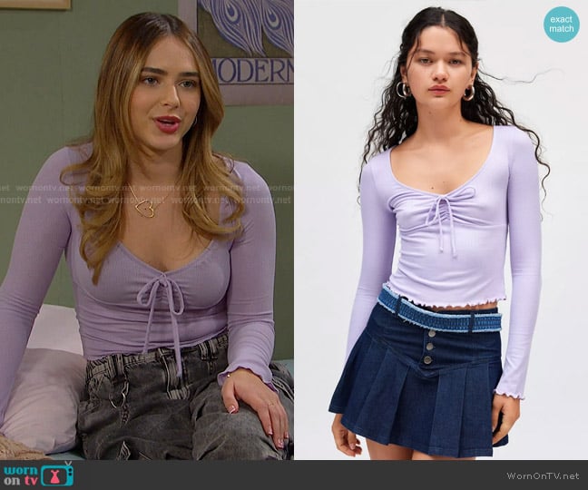 Kimchi Blue Quinn Ribbed Long Sleeve Top worn by Holly Jonas (Ashley Puzemis) on Days of our Lives