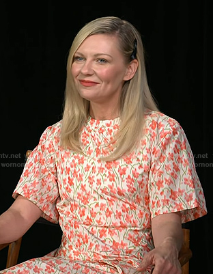 Kirsten Dunst’s pink floral dress on Access Hollywood