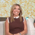 Kit’s brown contrast mini dress on Access Hollywood