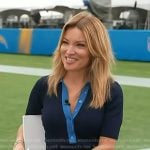 Kit’s navy cable knit polo on Access Hollywood