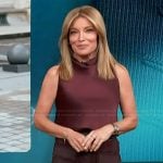 Kit’s burgundy cowl neck top on Access Hollywood