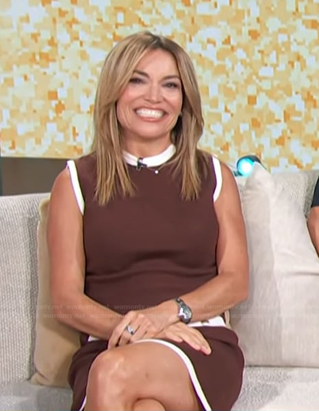 Kit’s brown contrast mini dress on Access Hollywood