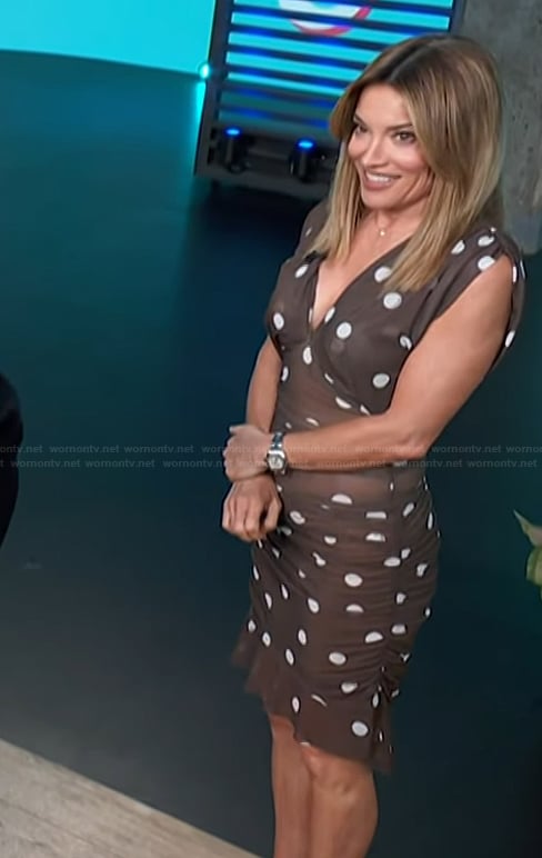 Kit's brown polka dot sheer dress on Access Hollywood