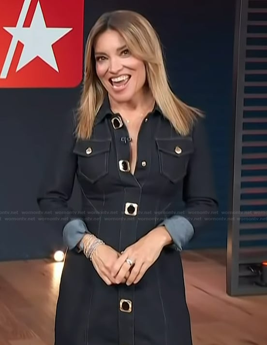 Kit’s denim button front dress on Access Hollywood