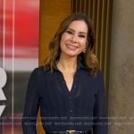 Rebecca's navy knit shirt and skirt on Good Morning America