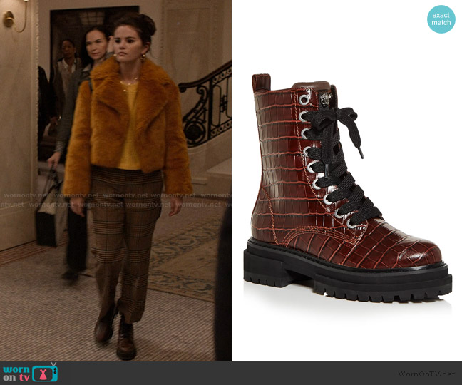 Kurt Geiger London Siva Croc Embossed Combat Boots worn by Mabel Mora (Selena Gomez) on Only Murders in the Building