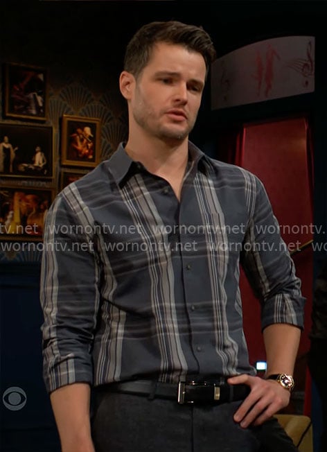 Kyle’s plaid button down shirt on The Young and the Restless