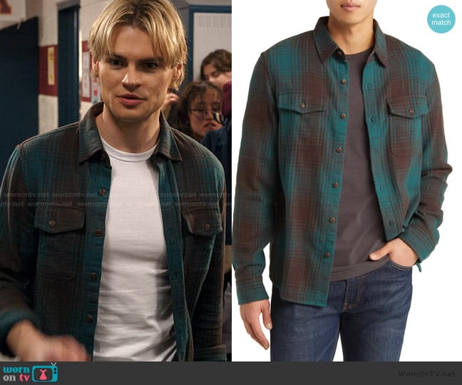 L.L. Bean Heritage Cotton Flannel Button-Up Shirt worn by Cole Walter (Noah LaLonde) on My Life with the Walter Boys