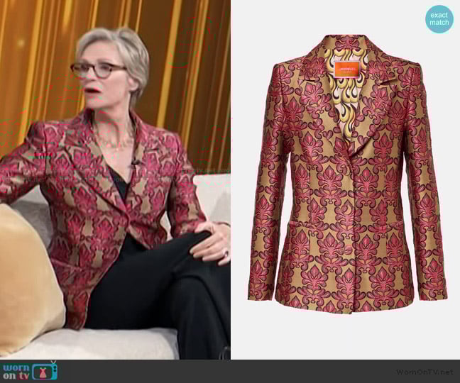 LA DoubleJ 24/7 cotton jacquard blazer worn by Jane Lynch on Access Hollywood