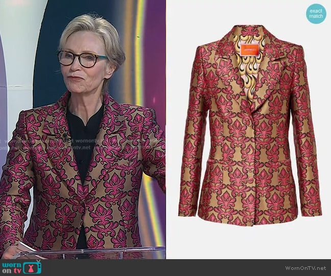 LA DoubleJ 24/7 Cotton Jacquard Blazer worn by Jane Lynch on Today