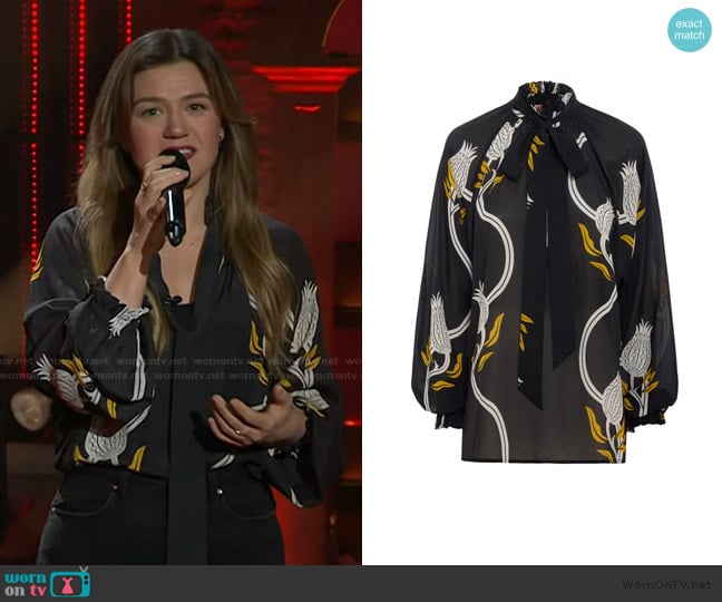 LA DoubleJ Cerere blouse worn by Kelly Clarkson on The Kelly Clarkson Show