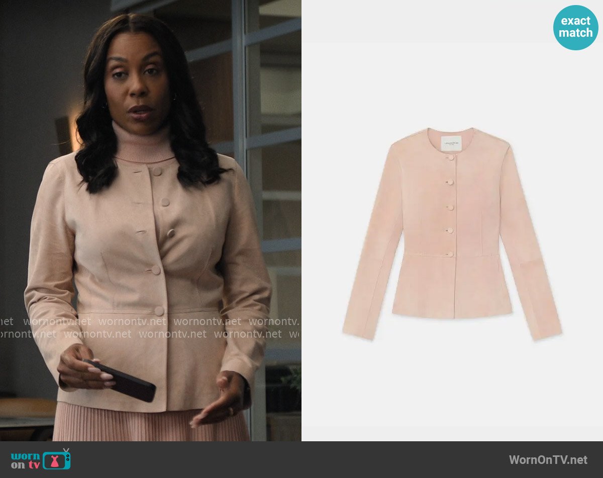 Lafayette 148 NY Collarless Suede Jacket worn by Mia Jordan (Karen Pittman) on The Morning Show