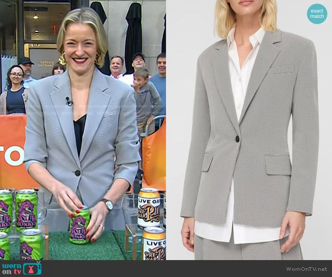 Lafayette 148 NY Fluid Houndstooth Jacquard Fitted Blazer worn by Vanessa Price on Today