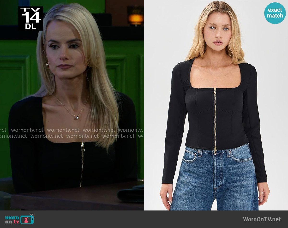 L'Agence Ainslee Scoop Neck Top worn by Vanessa McBride (Lauren Buglioli) on Beyond the Gates