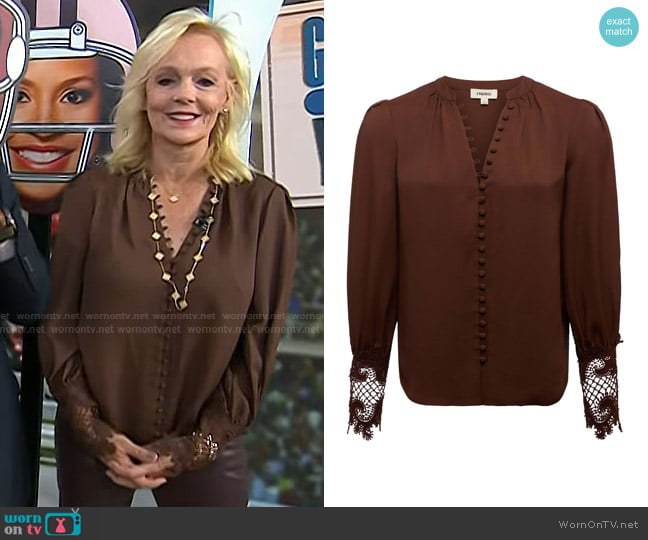 L'Agence Ava Blouse in Hot Fudge worn by Tammy Bradshaw on Today