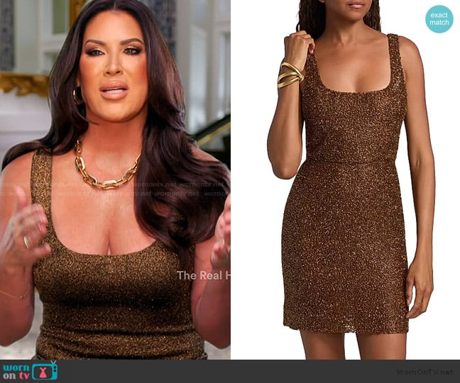 L'Agence Inori Beaded Scoopneck Minidress worn by Emily Simpson on The Real Housewives of Orange County