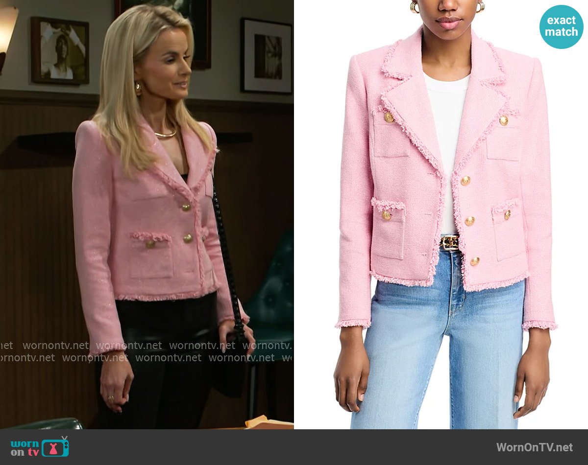 L'Agence Sylvia Fringe Trim Tweed Jacket worn by Vanessa McBride (Lauren Buglioli) on Beyond the Gates