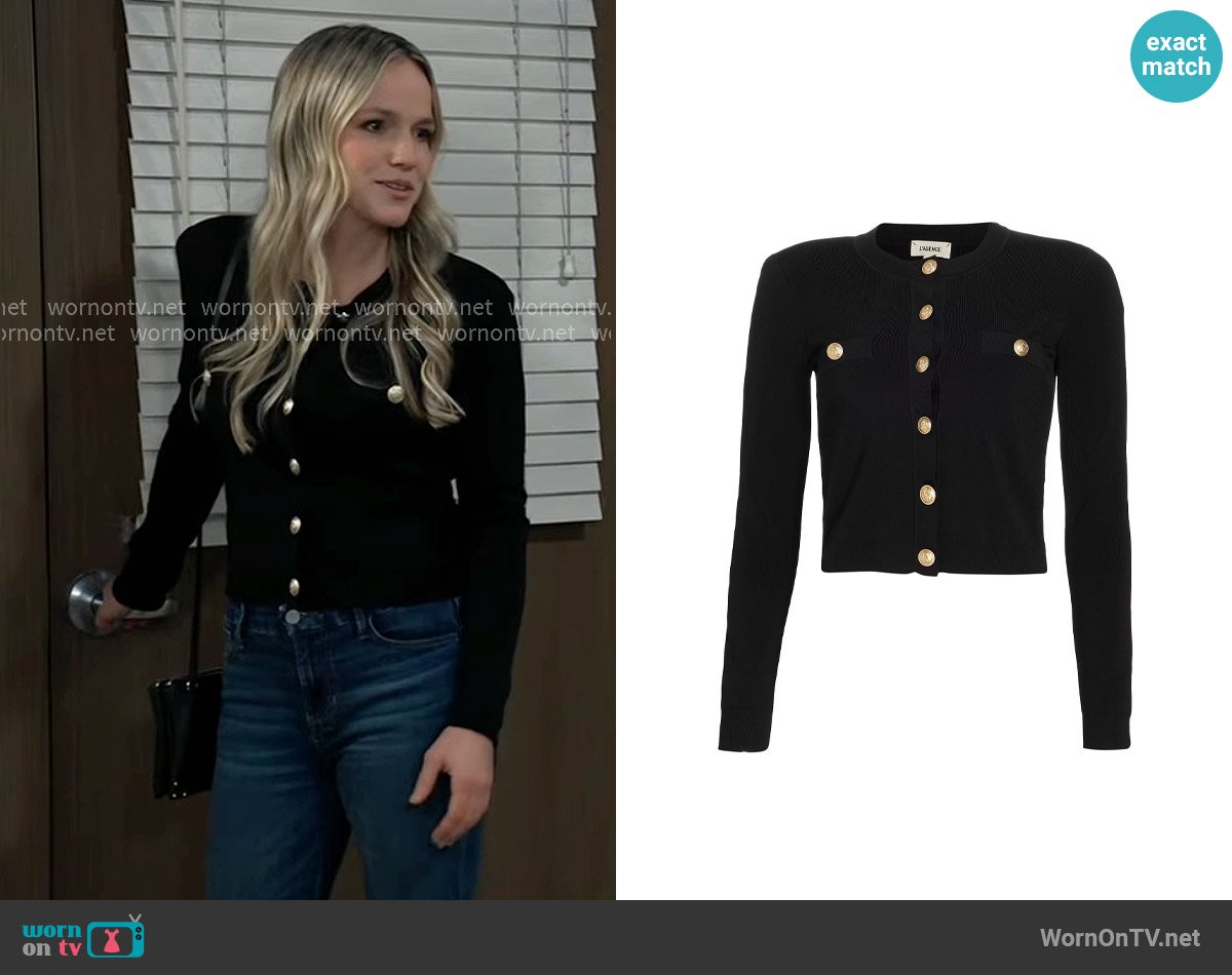 L'Agence Toulouse Cardigan worn by Lulu Spencer (Alexa Havins Bruening) on General Hospital