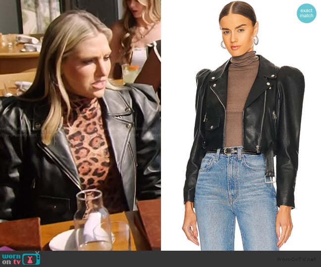 Lamarque Charnesa Moto Jacket worn by Gina Kirschenheiter on The Real Housewives of Orange County
