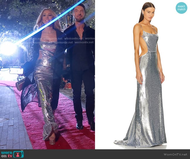 LaQuan Smith Sequin Backless Gown worn by Lisa Hochstein (Lisa Hochstein) on The Real Housewives of Miami
