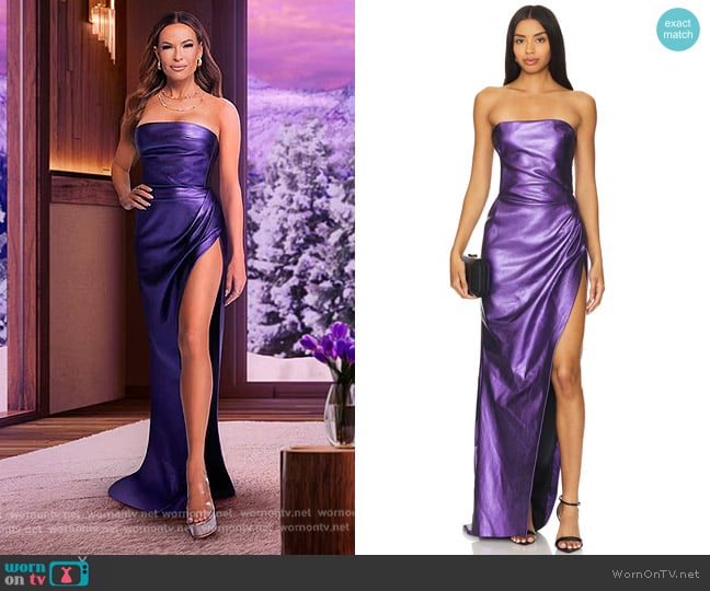 LaQuan Smith Strapless Gown in Grape worn by Britani Bateman on The Real Housewives of Salt Lake City