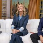 Lara’s navy pinstripe vest and suit on Good Morning America