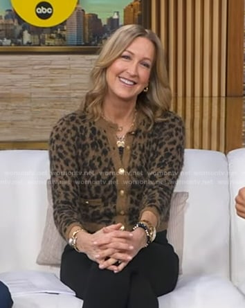 Lara's beige leopard cardigan on Good Morning America