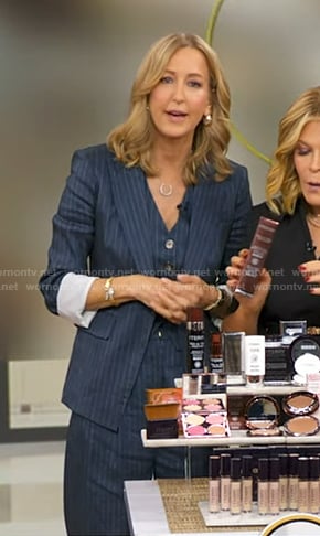 Lara's navy pinstripe vest and suit on Good Morning America