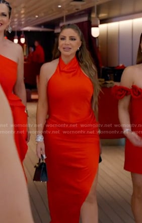 Larsa's red satin dress on The Real Housewives of Miami