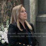 Laura’s black blazer with buttoned sleeves on General Hospital
