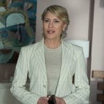 Laura’s white pinstripe blazer on The Girlfriend