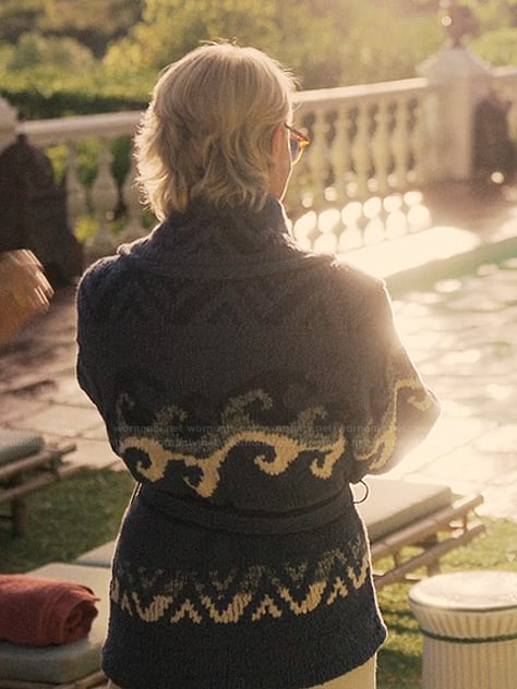 Laura's blue knit cardigan on The Girlfriend