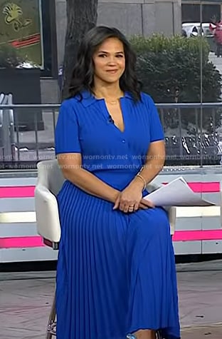Laura's blue ribbed top and skirt on Today