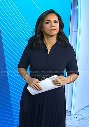 Laura’s navy pleated dress on Today