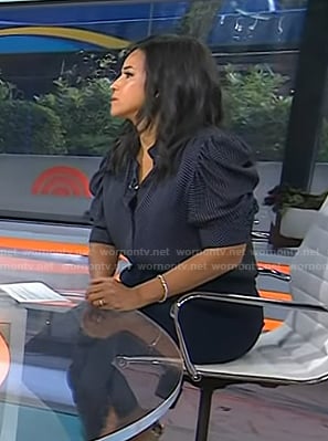 Laura’s navy polka dot blouse on Today