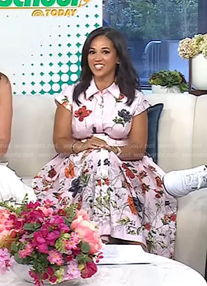 Laura’s pink floral short sleeve shirtdress on Today
