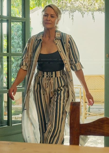 Laura's printed stripe dress and pants on The Girlfriend