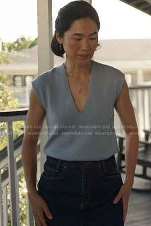 Laurel’s blue knit vest on The Summer I Turned Pretty