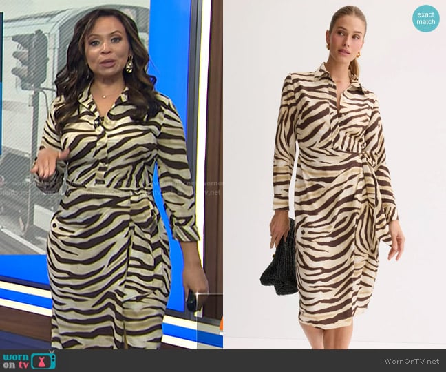 Lauren Ralph Lauren Animal Print Wrap Midi Dress worn by Adelle Caballero on Today