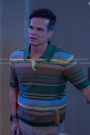 Leo’s green striped polo on Days of our Lives