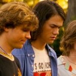 Topher’s graphic print tee on The Runarounds